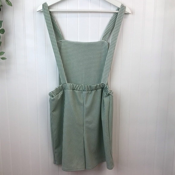 Nasty Gal Green Gingham Romper Shorts Sz 4 - Picture 7 of 13